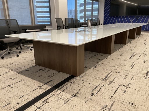 [8772] 28' Glass-Top Conference Table